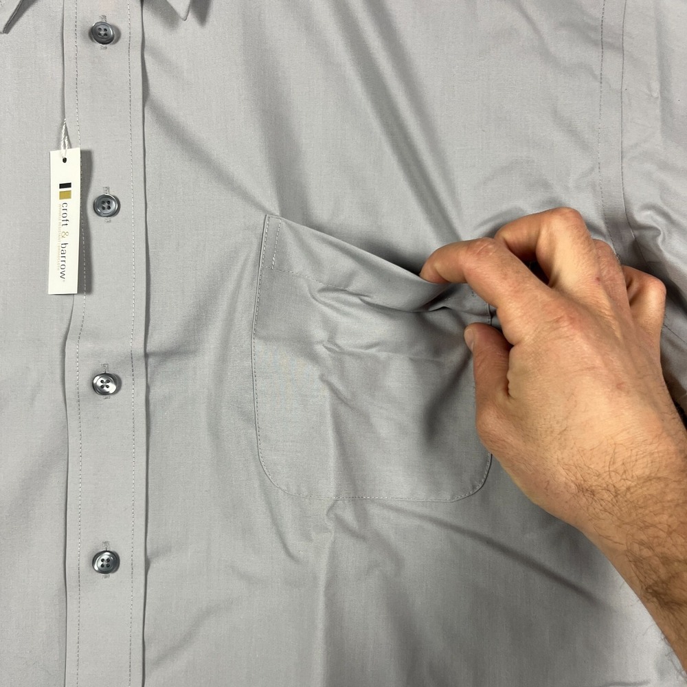 Croft‎ & Barrow Shirt Men's Button Up 18.5 34/35 Long Sleeve Gray Broadcloth NEW - Picture 8 of 13